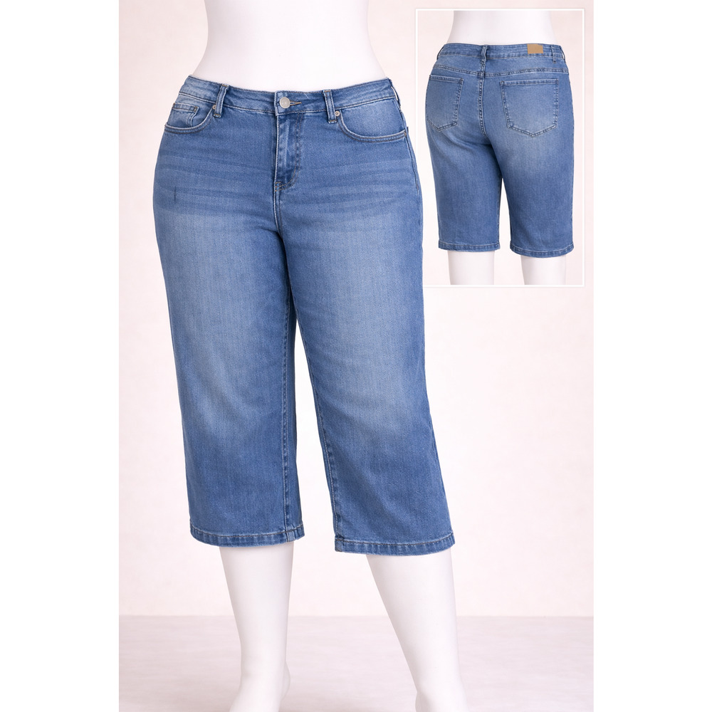BLEU Stretch Denim Capri Jeans Mid Rise Cropped Casual Everyday Blue Womens 21